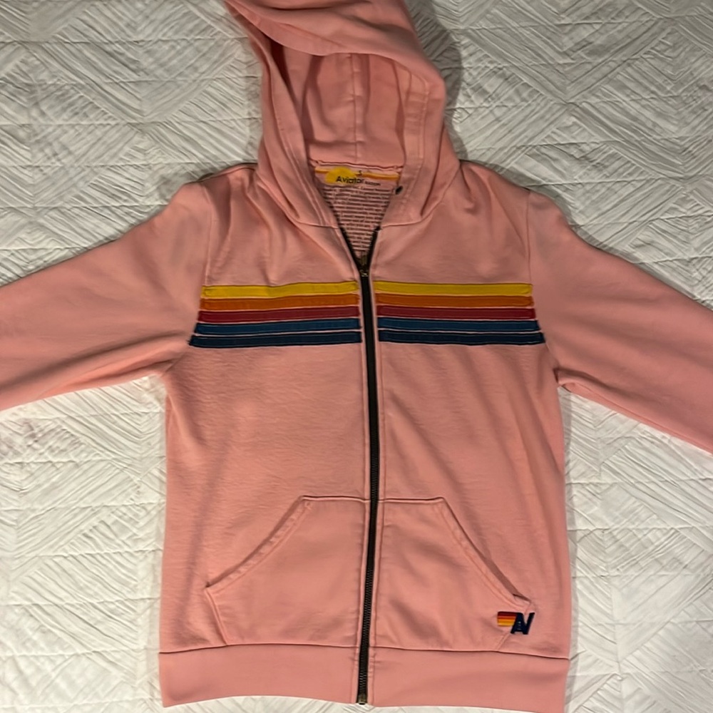 AVIATOR NATION PINK ZIP UP HOODIE